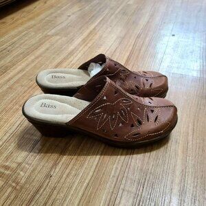 Bass Brown Leather Slip-On Clogs